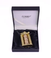 Zorro Ejder Dizayn Döner Mekanizmalı Benzinli Çakmak - Gold