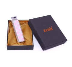 Zenit Svaroski Taşlı İşlemeli Jet Alev Çakmak - Pembe