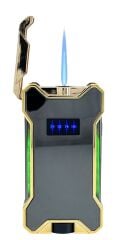 Hunter Elektronik Ateşlemeli Çakmak & Led Göstergeli USB Çakmak Füme-Gold