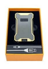 Hunter Elektronik Ateşlemeli Çakmak & Led Göstergeli USB Çakmak Füme-Gold