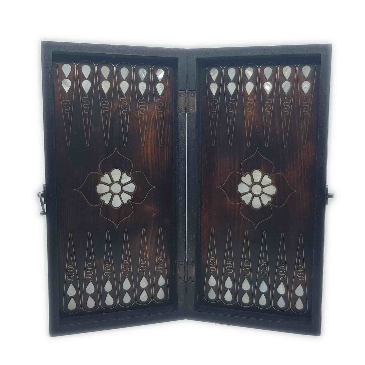 Sedef Kakma Ahşap Tavla Takımı