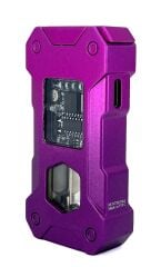 Hunter Elektronik Devre Tasarımlı, Şeffaf Gaz Hazneli, Mavi Alevli, USB Şarjlı Lüks Metal Çakmak - Hediyelik Kutulu (Mor)