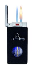 Hunter Lüks Metal Gövdeli, Şarjlı USB ve Gazlı Çift Alevli Çakmak - Özel Hediyelik Kutulu (Siyah - Gri)