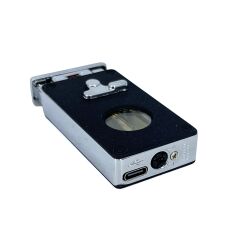 Hunter Lüks Metal Gövdeli, Şarjlı USB ve Gazlı Çift Alevli Çakmak - Özel Hediyelik Kutulu (Siyah - Gri)