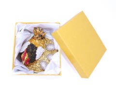 Swaroski Taşlı Yumurtlayan Tavuk Figürlü Mücevher-Takı Kutusu Büyük Boy