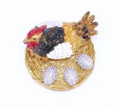 Swaroski Taşlı Yumurtlayan Tavuk Figürlü Mücevher-Takı Kutusu Büyük Boy