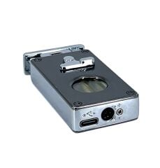 Hunter Lüks Metal Gövdeli, Şarjlı USB ve Gazlı Çift Alevli Çakmak - Özel Hediyelik Kutulu (Füme - Gri)