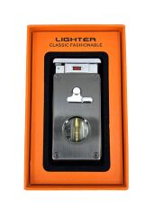 Hunter Lüks Metal Gövdeli, Şarjlı USB ve Gazlı Çift Alevli Çakmak - Özel Hediyelik Kutulu (Füme - Gri)