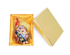 Swaroski Taşlı Yumurta Üzerinde Duran Tavus Kuşu Mücevher/Takı Kutusu - Mavi