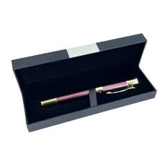 Lüks Metal Roller / Tükenmez Kalem - Bordo & Altın Sarısı Detaylı, Özel Hediyelik Kutulu Prestij Kalem