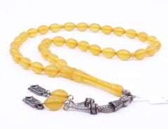 Arpa Kesim Toz Kehribar Tesbih 8 x 12,5 mm B