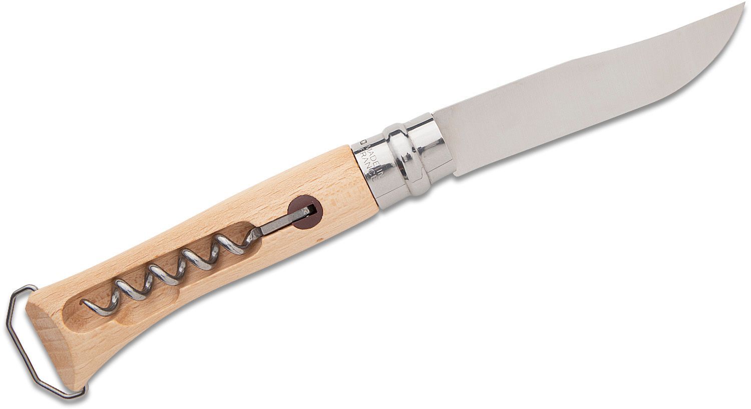 Opinel OP-002578 N 10 Corkscrew Knife Folding 3.92'' Satin Clip Tirbüşon - Çakı