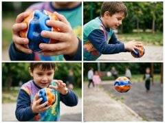 Moon Ball Yüksek Zıplayan Ay Topu - Zıp Zıp Oyuncak Top (Mavi - Sarı)