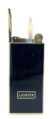 Lighter Klasik Metal Gazlı Çakmak – Altın & Siyah Tasarım Taşlı Çakmak, Yedek Çakmak Taşı ve Özel Hediyelik Kutulu