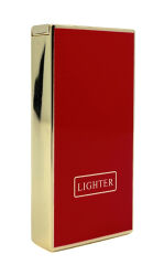 Lighter Klasik Metal Gazlı Çakmak – Altın & Kırmızı Tasarım Taşlı Çakmak, Yedek Taşı ve Özel Hediyelik Kutulu