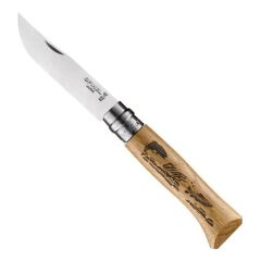 Opinel Inox No 8 Meşe Saplı Balık Desenli Paslanmaz Çelik Çakı