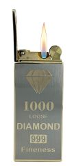 Özel Tasarım 1000 Loose Diamond 999 Fineness Metal Çakmak - Hediye Kutulu ve Yedek Taşlı