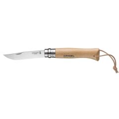 Opinel Inox 8 No Kayın Saplı Deri Askılı Paslanmaz Çelik Çakı