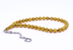 Küre Kesim Sıkma Kehribar Tesbih - Sarı 10,5 x 10,5 mm