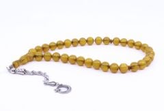 Küre Kesim Sıkma Kehribar Tesbih - Sarı 10,5 x 10,5 mm