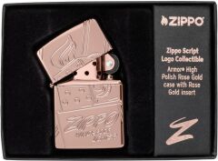 Zippo Armor Script Logo Collectible Dizayn Çakmak Rose Gold