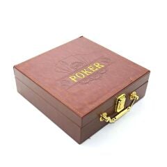 Deri Çantalı Poker Seti 100 Parça Chip ve 2 İskambil Kağıdı Destesi