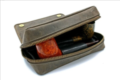 Rattray's Peat Combo Pouch 2 Kahve Deri Pipo Çantası
