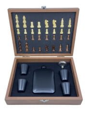 Lüks Ahşap Kutulu Mataralı Satranç Takımı Seti – 7 Parça Hediyelik Set