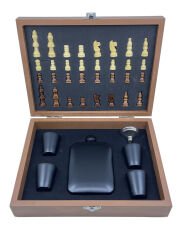 Lüks Ahşap Kutulu Mataralı Satranç Takımı Seti – 7 Parça Hediyelik Set