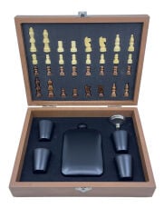 Lüks Ahşap Kutulu Mataralı Satranç Takımı Seti – 7 Parça Hediyelik Set