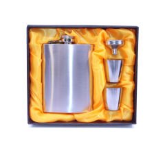 Paslanmaz Çelik İki Shot Bardaklı Matara Seti - Mat Krom