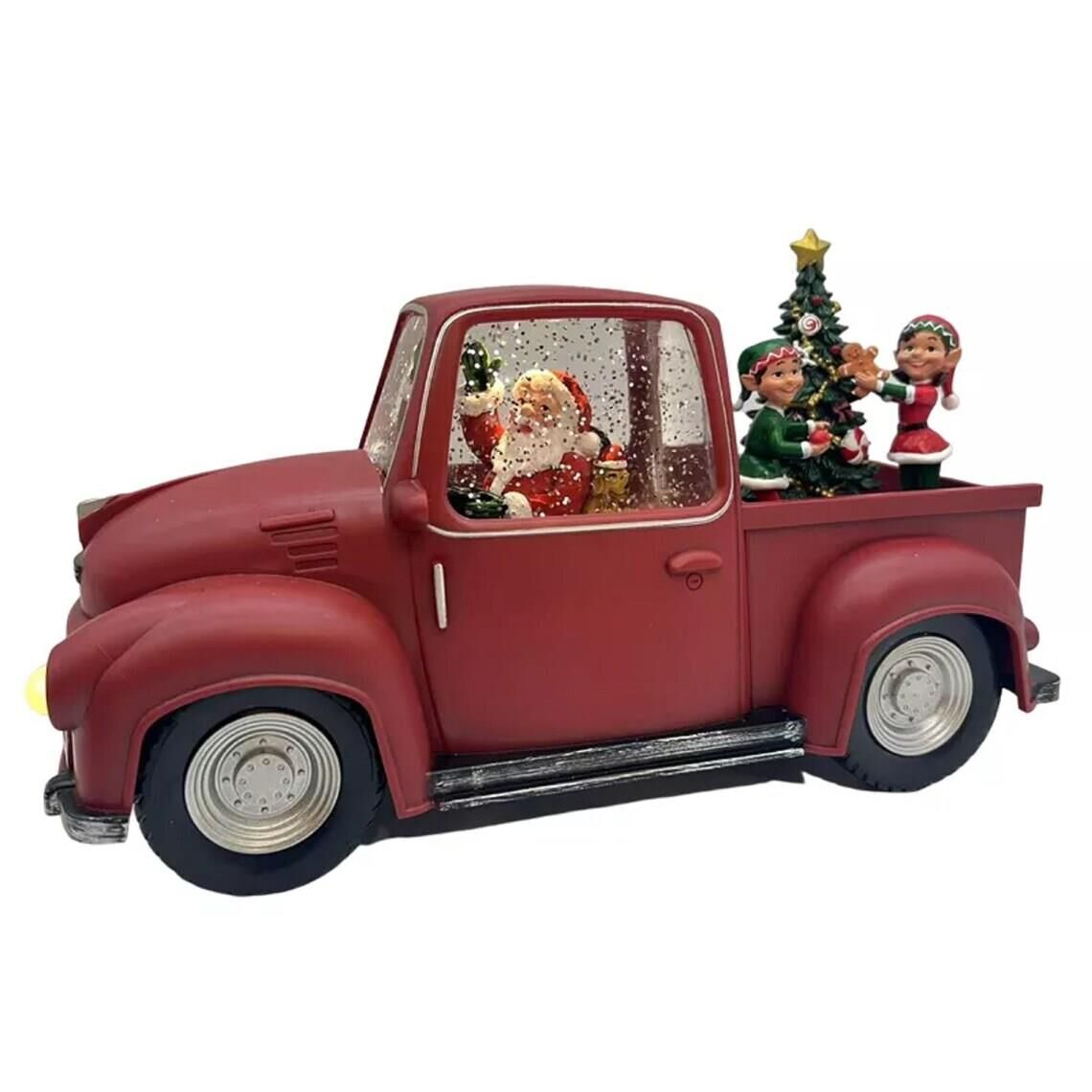 Hediye Dağıtan Noel Baba ve Elfleri Işıklı ve Müzikli Kar Küresi