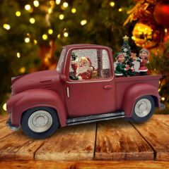 Hediye Dağıtan Noel Baba ve Elfleri Işıklı ve Müzikli Kar Küresi