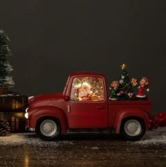Hediye Dağıtan Noel Baba ve Elfleri Işıklı ve Müzikli Kar Küresi
