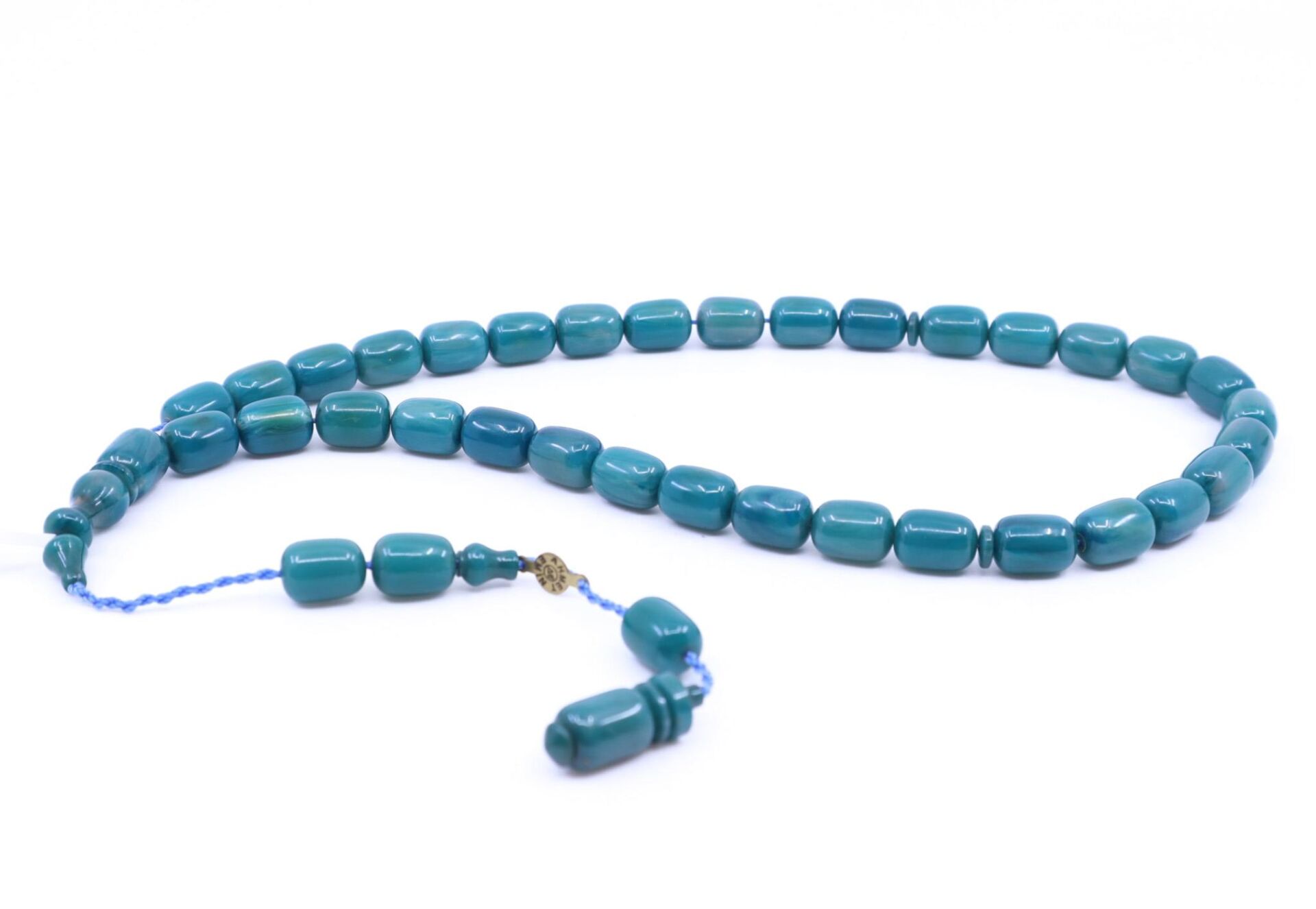 Kapsül Kesim Sıkma Kehribar Tesbih - Acı Yeşil 8,5 x 12,5 mm