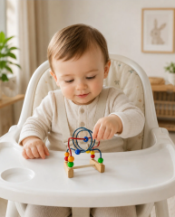 Ahşap Mini Eğitici Ve Zeka Koordinasyon Boncuklu Mama Sandalyesi Oyuncağı
