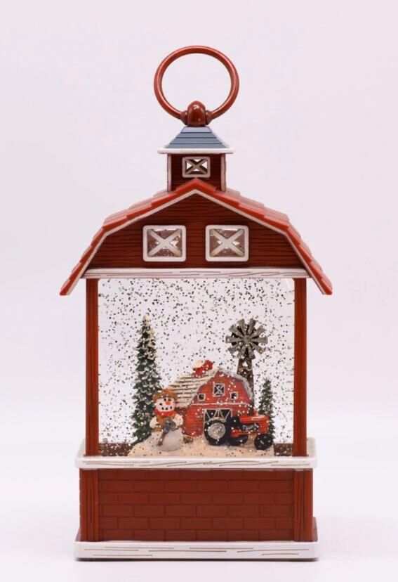 Kırmızı Ev Işıklı ve Müzikli Kar Küresi