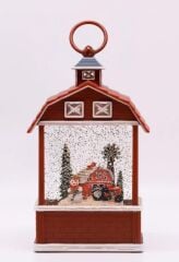 Kırmızı Ev Işıklı ve Müzikli Kar Küresi