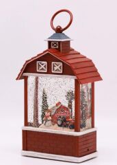 Kırmızı Ev Işıklı ve Müzikli Kar Küresi