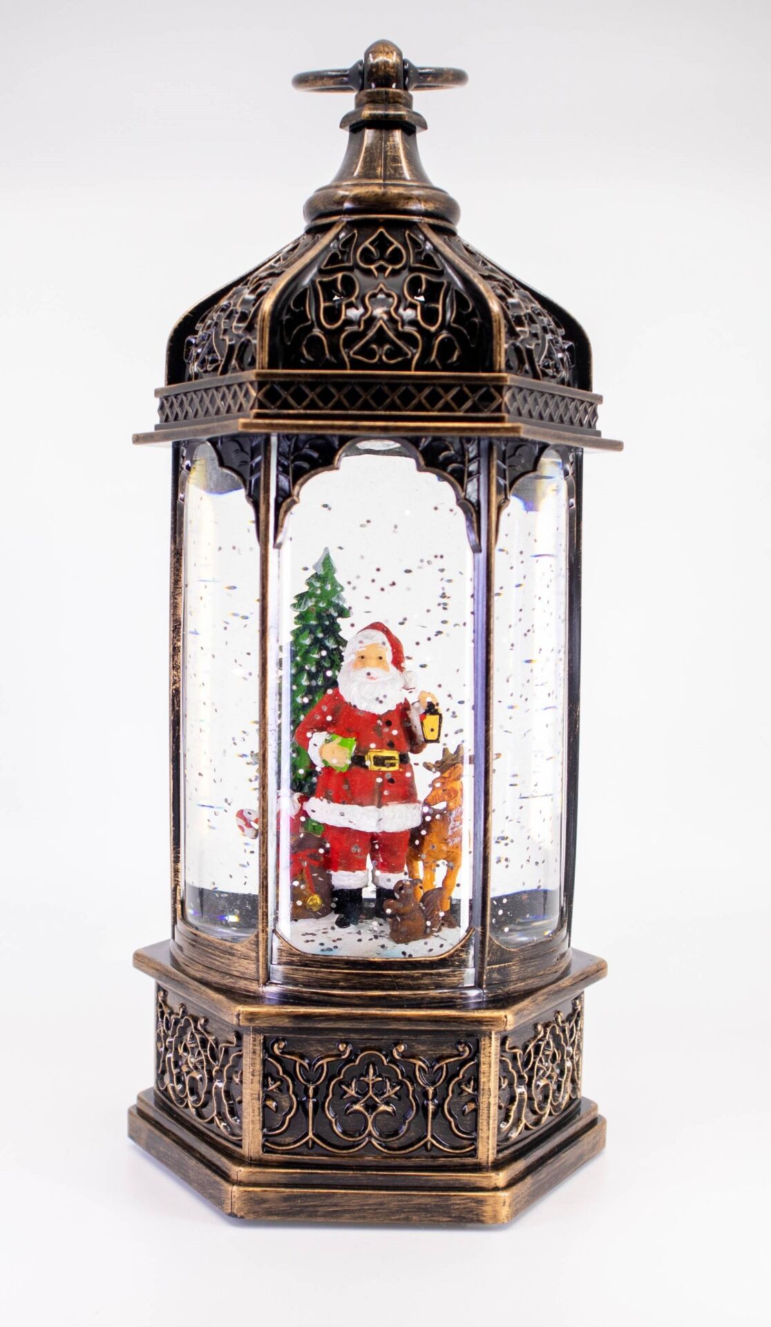 Noel Baba ve Geyiği Işıklı ve Müzikli Kar Küresi