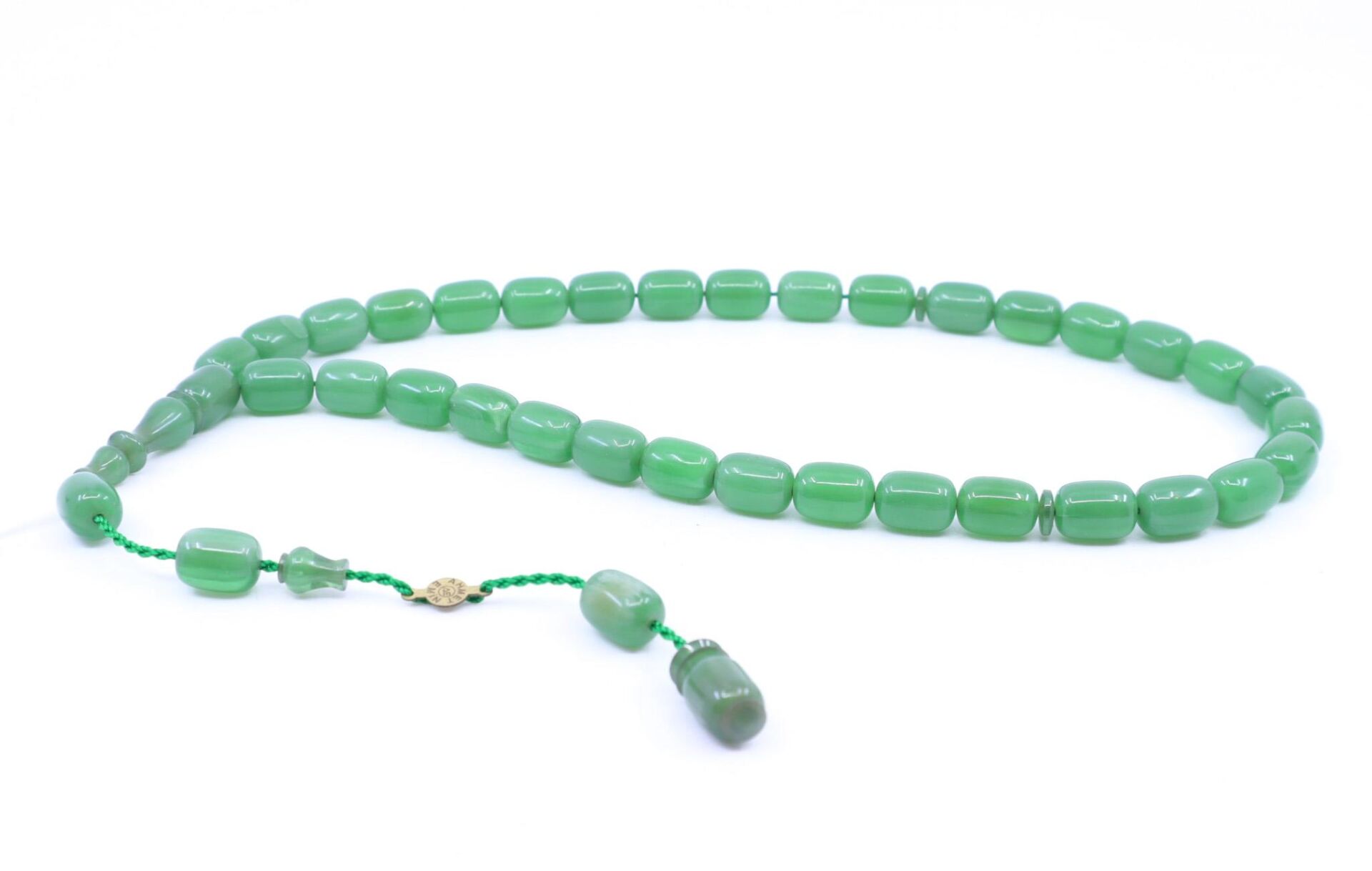 Kapsül Kesim Sıkma Kehribar Tesbih - Zümrüt Yeşil 8,5 x 12 mm