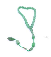 Kapsül Kesim Sıkma Kehribar Tesbih - Zümrüt Yeşil 8,5 x 12 mm