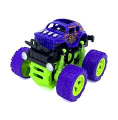 Mor Yeşil Dev Tekerlekli Oyuncak Canavar Kamyon - Süspansiyonlu Monster Truck Off-Road Araba