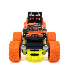 Turuncu Siyah Dev Tekerlekli Oyuncak Canavar Kamyon - Süspansiyonlu Monster Truck Off-Road Araba