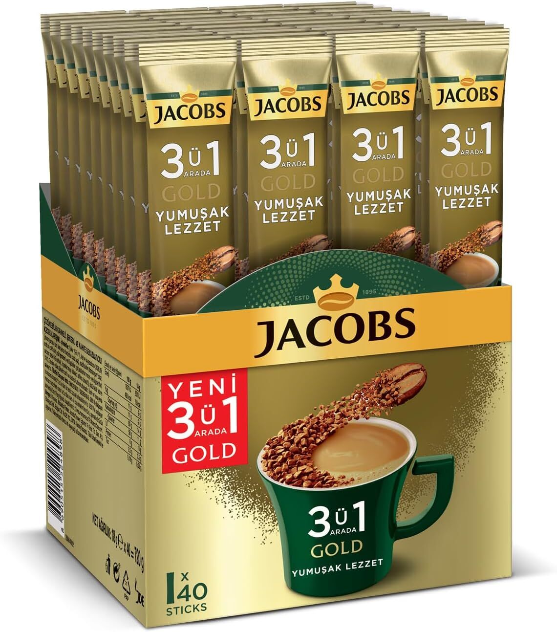 Jacobs 3ü1 Arada Yumuşak Lezzet 1 Kutu 40 Adet 18 g