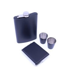 Paslanmaz Çelik Matara Seti - İki Shot Bardağı Tabaka Set