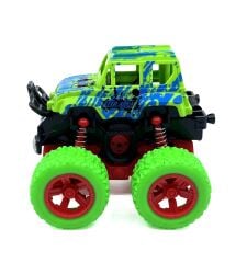 Yeşil Mavi Dev Tekerlekli Oyuncak Canavar Kamyon - Süspansiyonlu Monster Truck Off-Road Araba