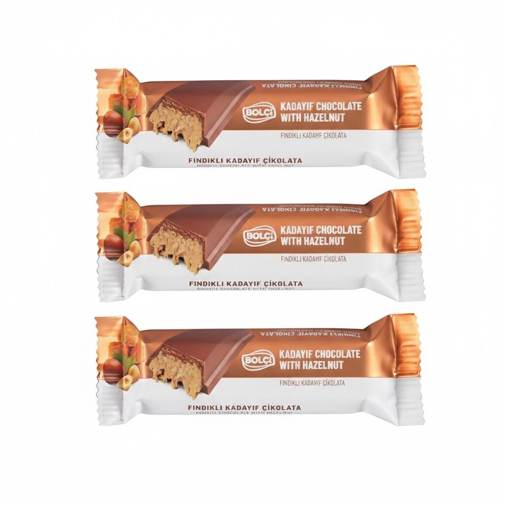 Bolçi Dubai Çikolatası Fındıklı Kadayıf Dolgulu Sütlü Çikolata 30g (3 ADET)