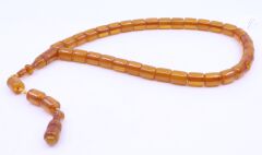 Çubuk Kesim Sıkma Kehribar Tesbih 9 x 10,5 mm