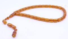 Çubuk Kesim Sıkma Kehribar Tesbih 9 x 10,5 mm